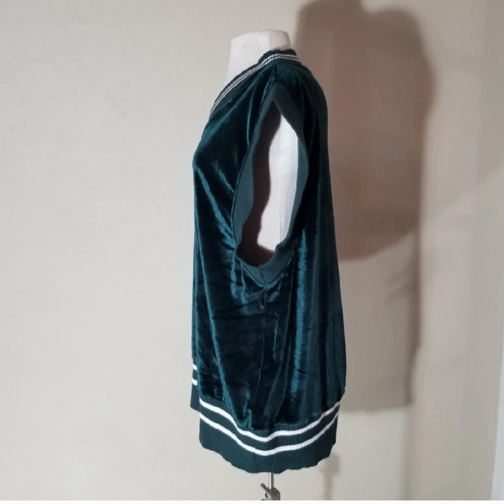 ASOS V-Neck Pullover Sleeveless Velour Sweater Vest Green Size S - Picture 4 of 12